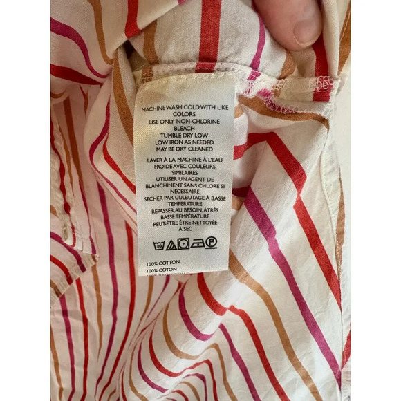 Pilcro Oversized Pink 100% Cotton Painter Striped Buttondown Shirt Medium - Picture 7 of 7